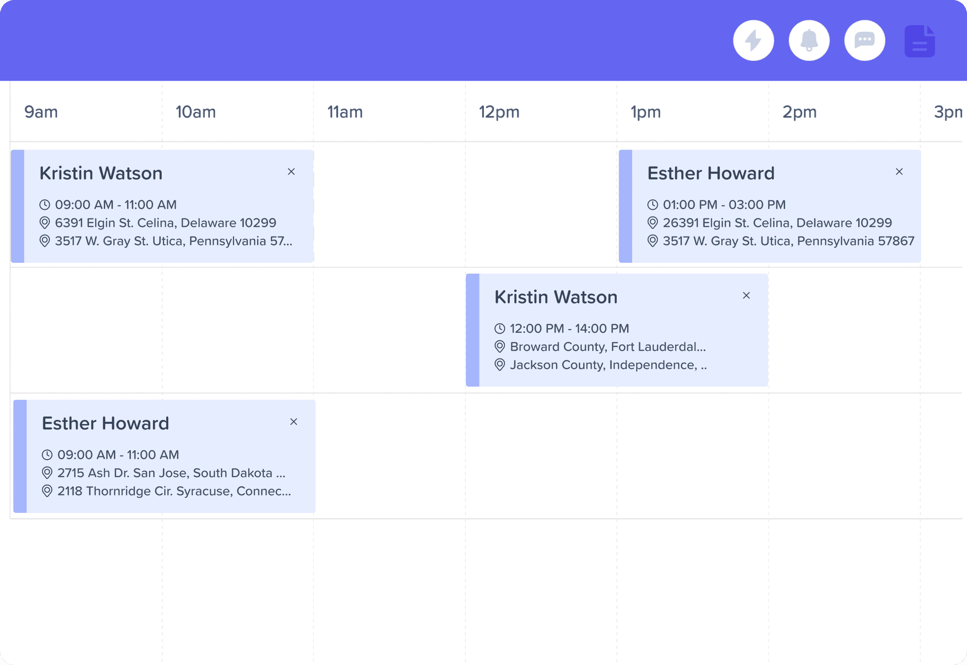 Network Leads dispatch calendar — drag-and-drop scheduling with crew assignments and color-coded jobs