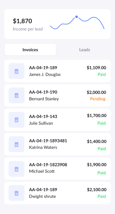 Invoice and financial reports — revenue breakdown, payment status tracking, and export options