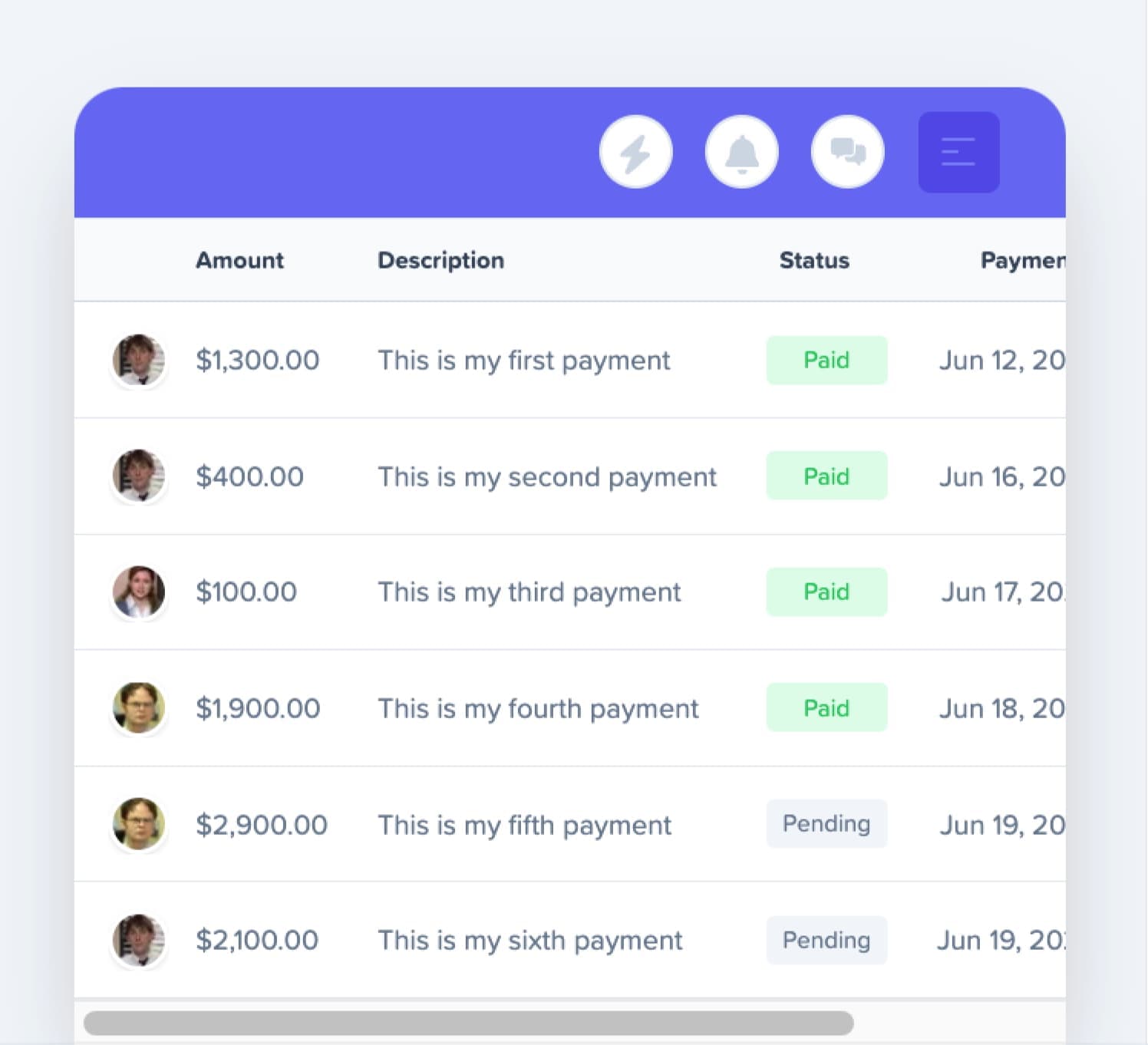 Lead pipeline overview — sortable lead list with status, move details, and assigned rep
