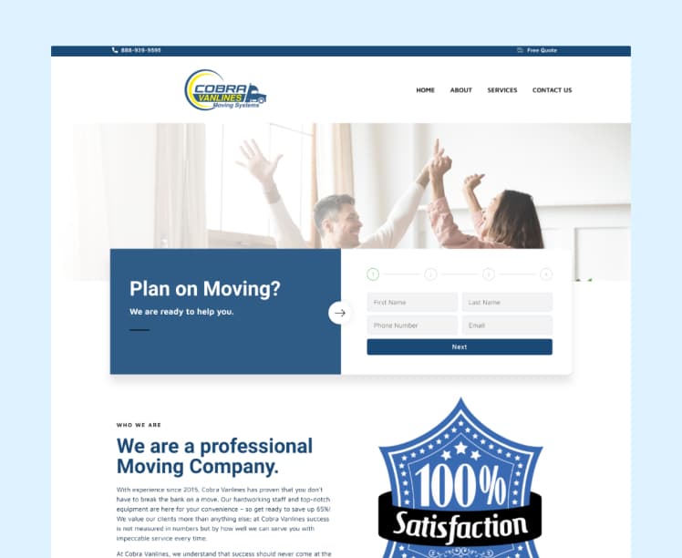 Cobra Vanlines — moving company website built by Network Leads