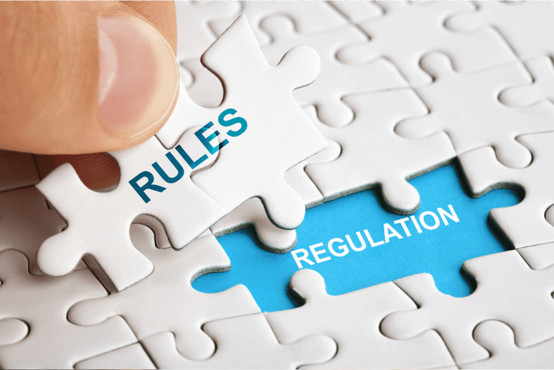 a puzzle with the words rules and regulations