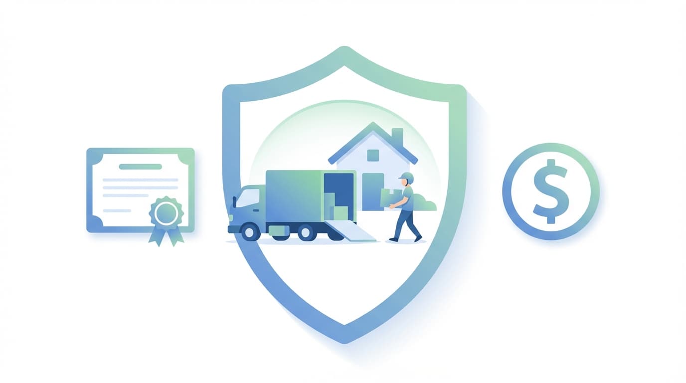 Insurance protection shield covering a moving truck and crew