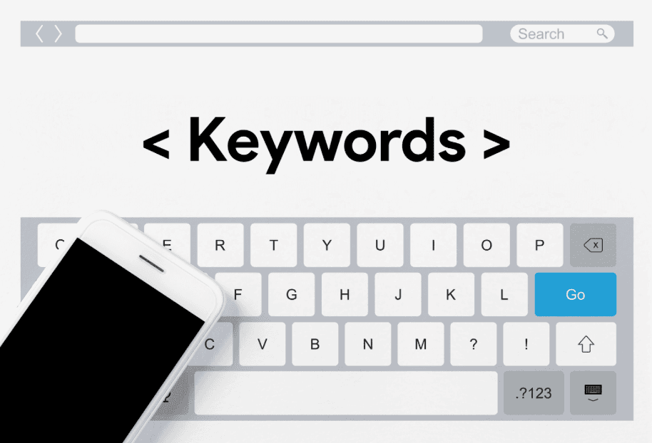 A man using a laptop to optimize content with relevant keywords
