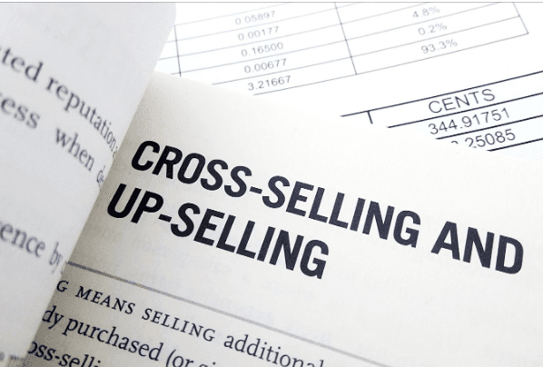 a title in a book saying cross-selling and up-selling