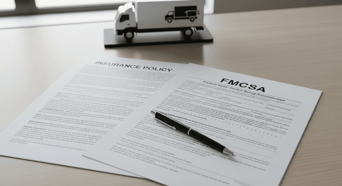 Insurance policy documents with FMCSA filing forms