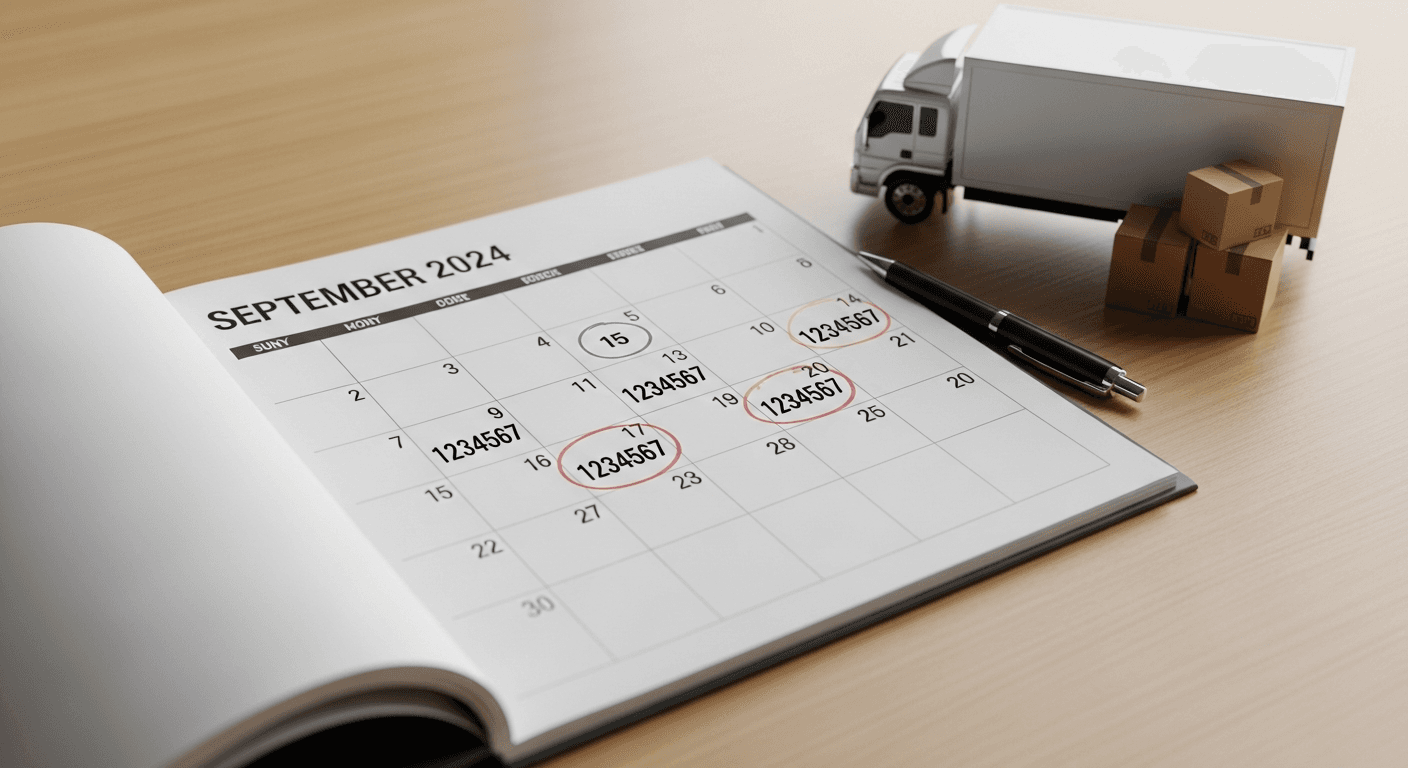 MCS-150 update reminder calendar with USDOT number digits highlighted