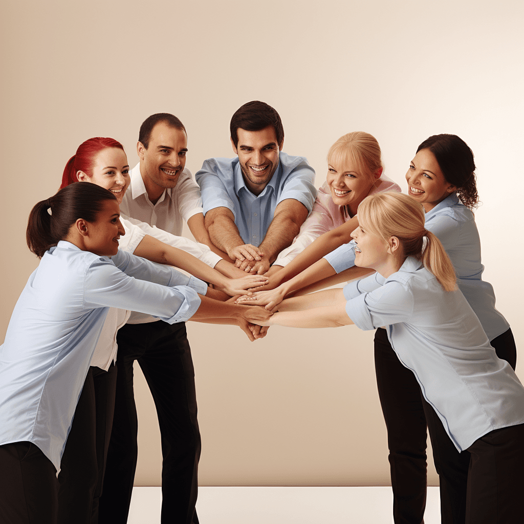highly motivated employees holding hands
