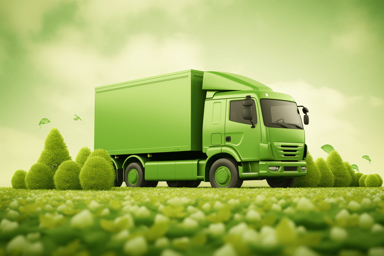 Eco friendly transportation concept with Green truck