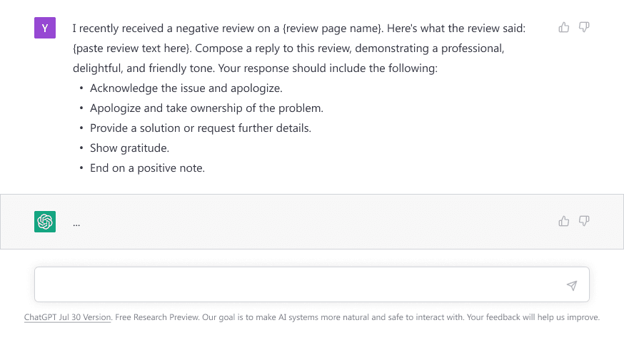 Prompt for bad review