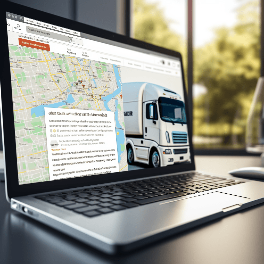 A computer showing a search engine results page with a moving company website highlighted