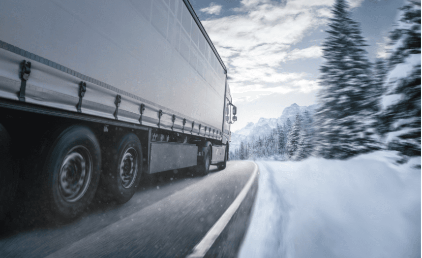 Moving truck in the snow