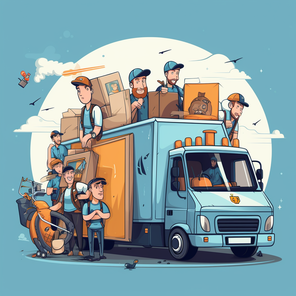 moving company, helpfull staff, cartoon style --v 5.2