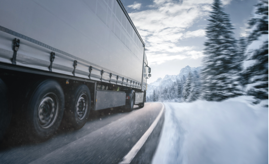 Moving truck in the snow